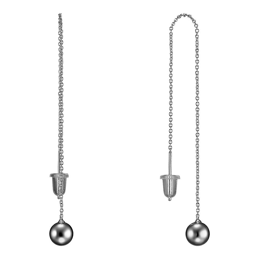 Изображение товара UVI JEWELLERY Серебристые серьги протяжки с шариками, Серебряный