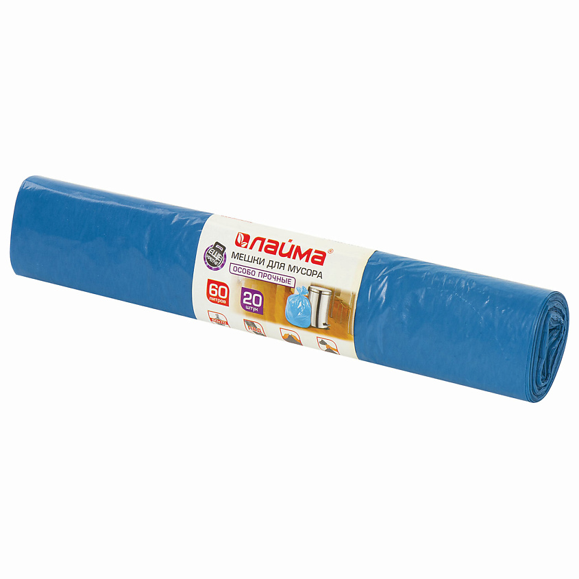 Изображение товара LAIMA Мешки для мусора особо прочные, 60 л., 20 шт.