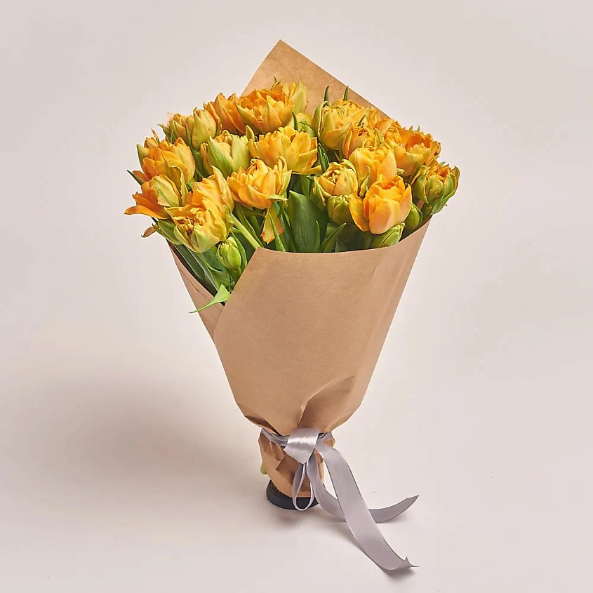 Изображение товара AZALIANOW ЦВЕТЫ. ПОДАРКИ. ДЕКОР Букет из 25 пионовидных оранжевых тюльпанов в крафте, Букеты и композиции из живых цветов могут на несколько тонов отличаться от изображений. Часть цвета искажается в зависимости от настроек экрана.
