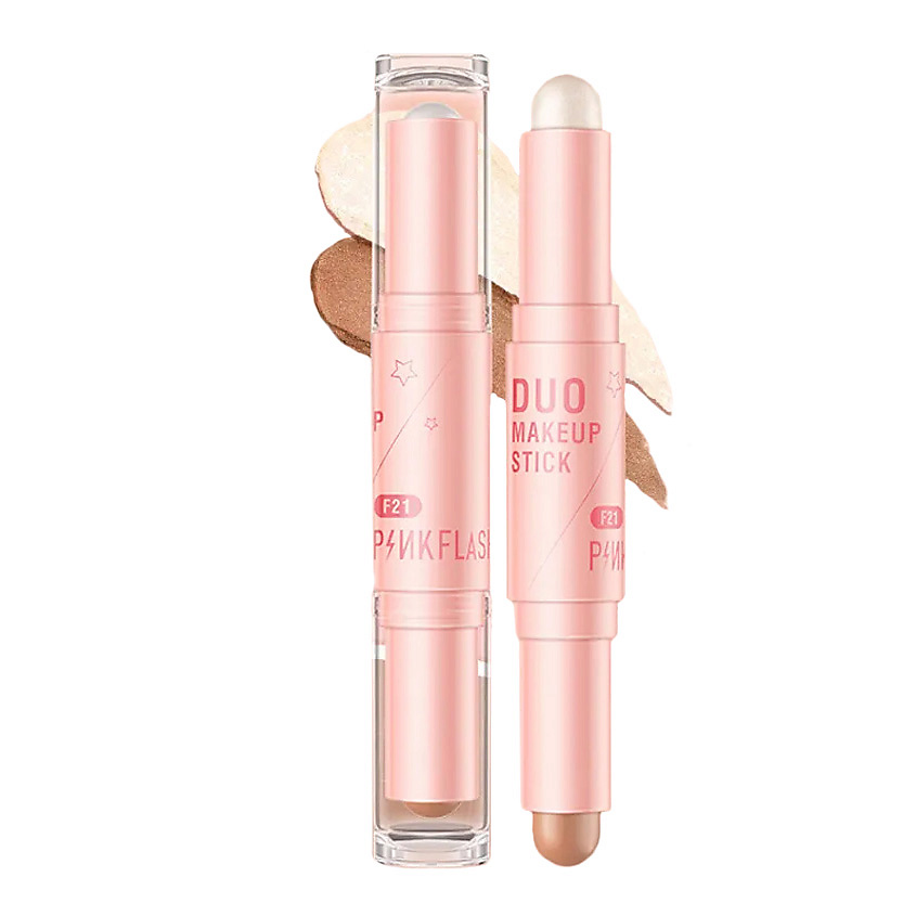 Изображение товара PINK FLASH Мультистик для лица 2в1 (хайлайтер/скульптор), №HS01 "Золотисто-жемчужный/Карамель"