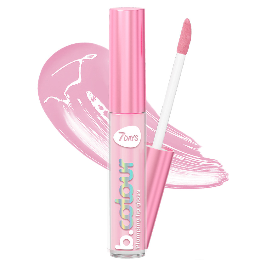 Изображение товара 7DAYS Блеск для губ розовый увлажняющий, бальзам B.COLOUR, 02 Розовый