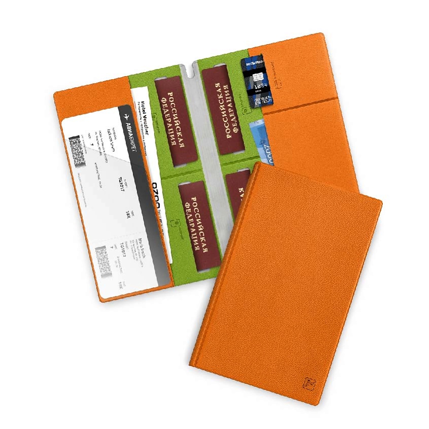 Изображение товара Семейный туристический органайзер FLEXPOCKET на 4 паспорта Высококачественная кожа
