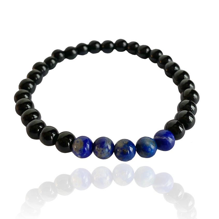 Изображение товара LAPUSH Браслет с черным агатом и натуральным природным лазуритом, цвет: Синий, размер: 20 см
