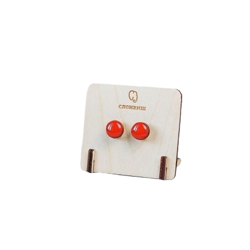 Изображение товара СЛОНВИШ Small circle white Серьги круг пуссеты белый, цвет: Красный