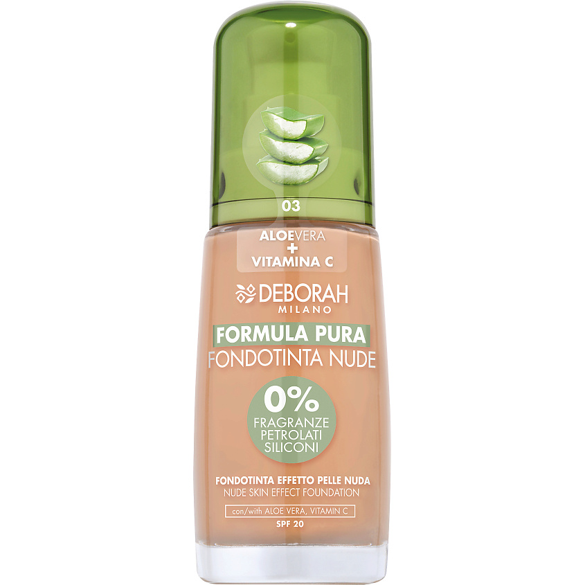 Изображение товара DEBORAH MILANO Тональная основа Formula Pura Nude Foundation, № 03 Песочный, 30 мл