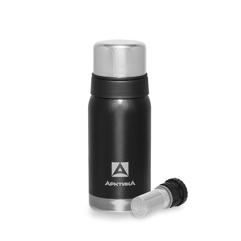 Изображение товара Термос Арктика с ситечком и чашками 0.5 л черный