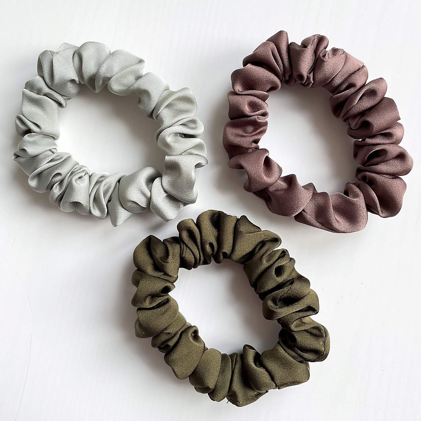 Изображение товара Набор из 3 искусственных шелковых резинок 8 HORAS of silk оливковый