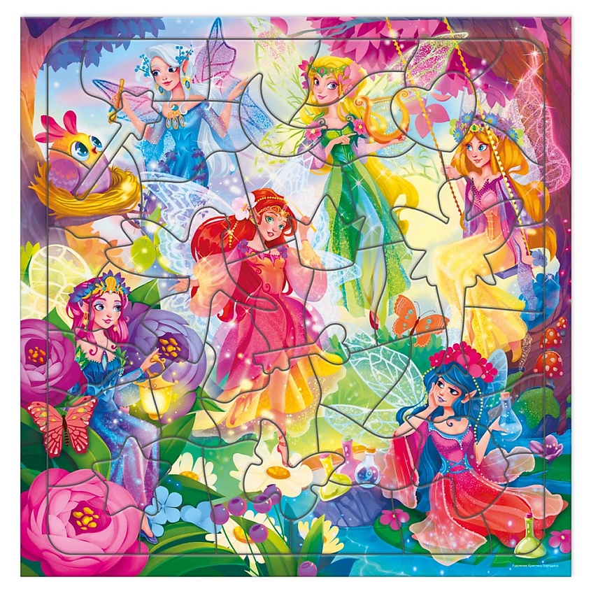 Изображение товара ГЕОДОМ Пазл фигурный на подложке Лесные феи, 1 шт.