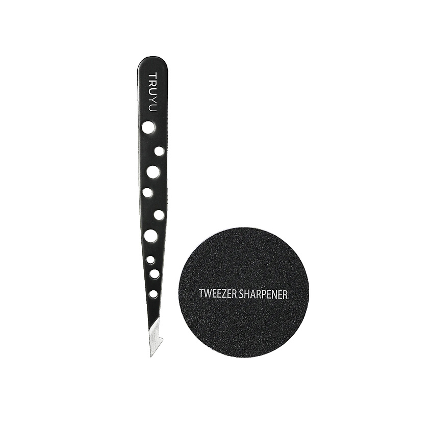 Изображение товара TRUYU Пинцет с комбинированными кончиками + заточка, 2 шт + 1 шт