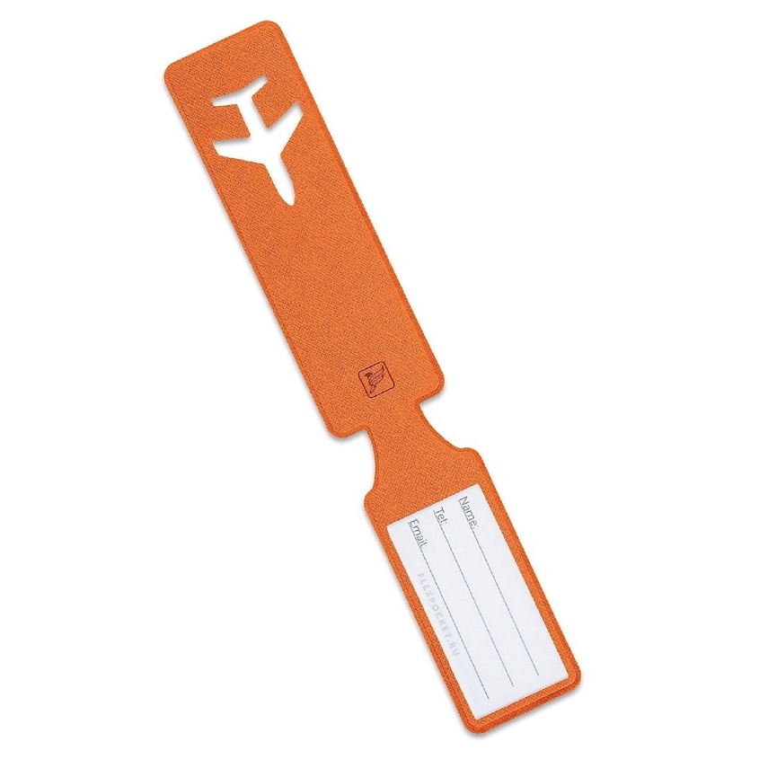 Изображение товара FLEXPOCKET Бирка багажная из экокожи на чемодан, сумку, рюкзак, цвет: Оранжевый