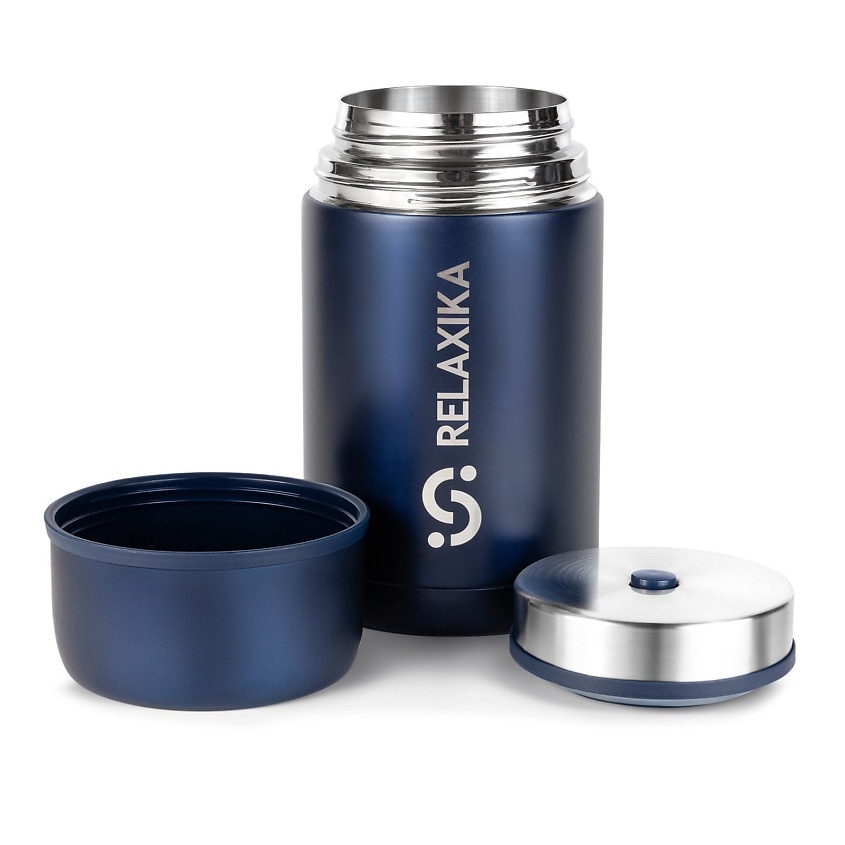 Изображение товара RELAXIKA Термос 1 литр для еды с широким горлом металлический, Синий