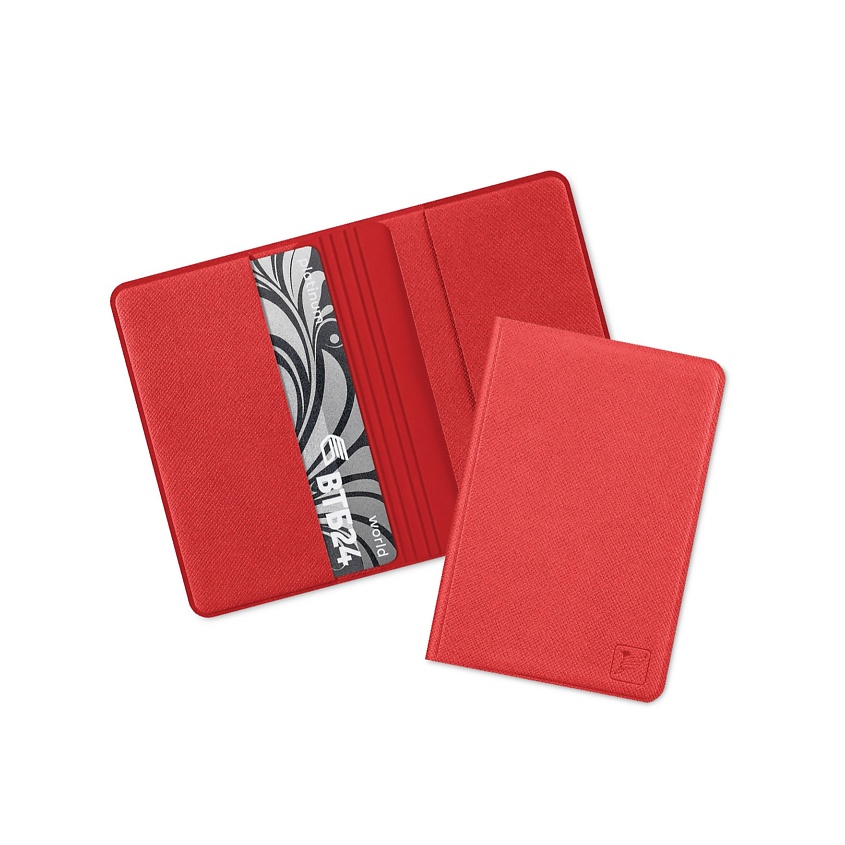 Изображение товара FLEXPOCKET Чехол из экокожи на 4 пластиковые карты с их защитой от списания, цвет: Красный