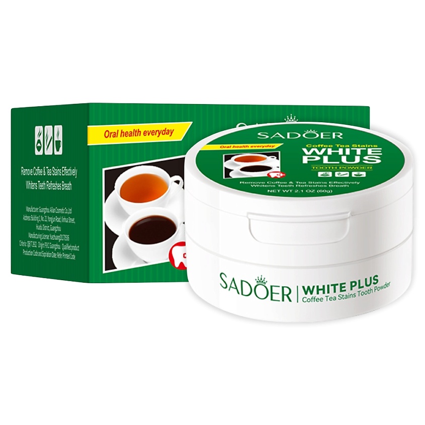 Изображение товара SADOER Зубной порошок от следов кофе и чая, 60 гр.
