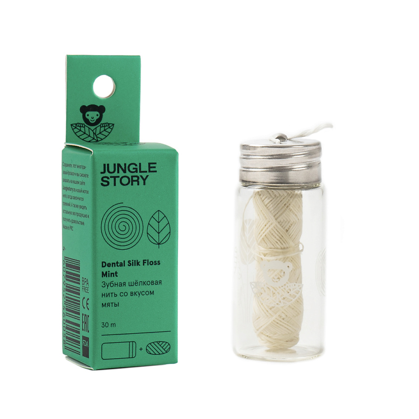 Изображение товара JUNGLE STORY Шелковая зубная нить, мята