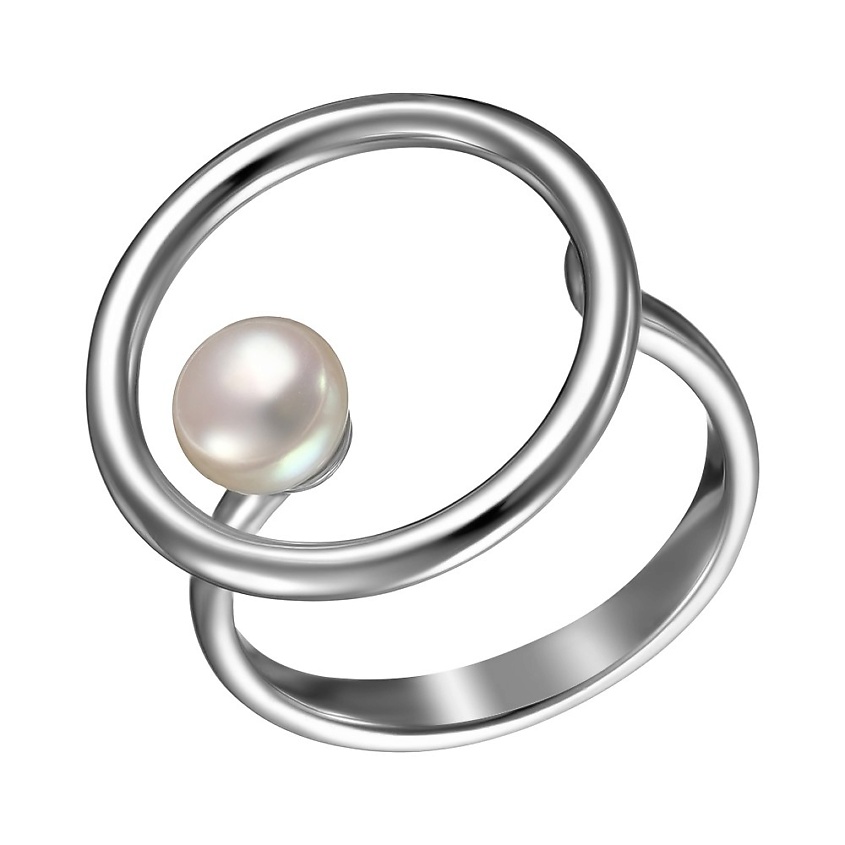 Изображение товара UVI JEWELLERY Серебристое безразмерное кольцо с культивированным жемчугом малое, цвет: Серебряный, размер: 17