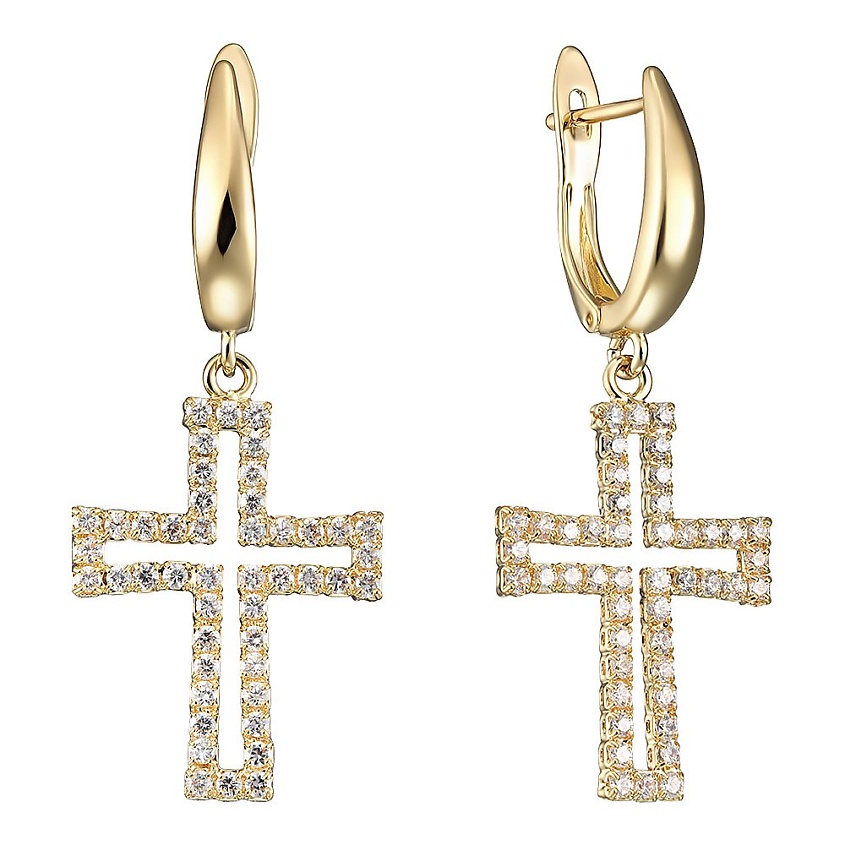 Изображение товара UVI JEWELLERY Серебристые серьги с подвесками в форме крестов, золотой