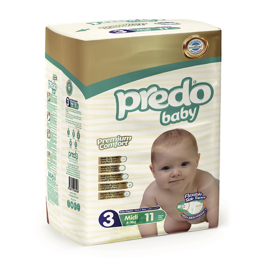 Изображение товара Подгузники Predo Baby No 3 для детей 4-9 кг, 11 шт - надежная защита и комфорт