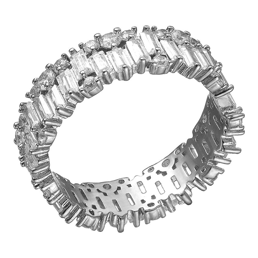 Изображение товара UVI JEWELLERY Безразмерное кольцо с прозрачными кристаллами фантазийной огранки, цвет: Серебряный, размер: 17