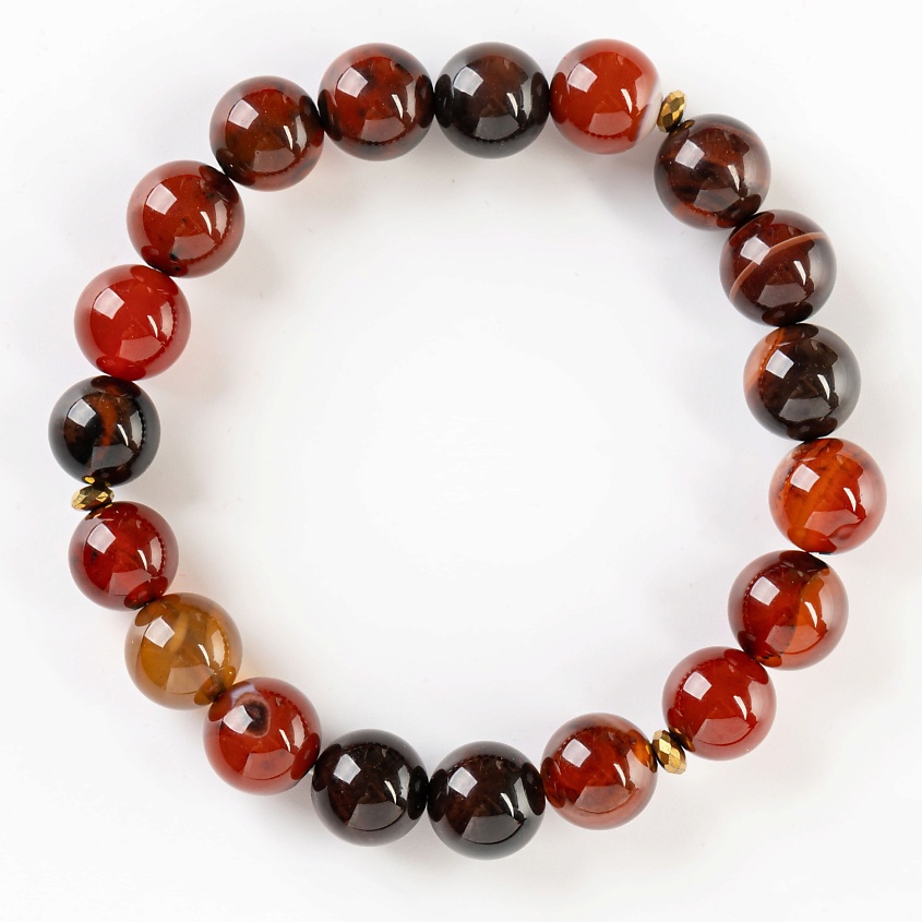 Изображение товара Браслет из натурального агата с гематитом и эластичной резинкой 17 см