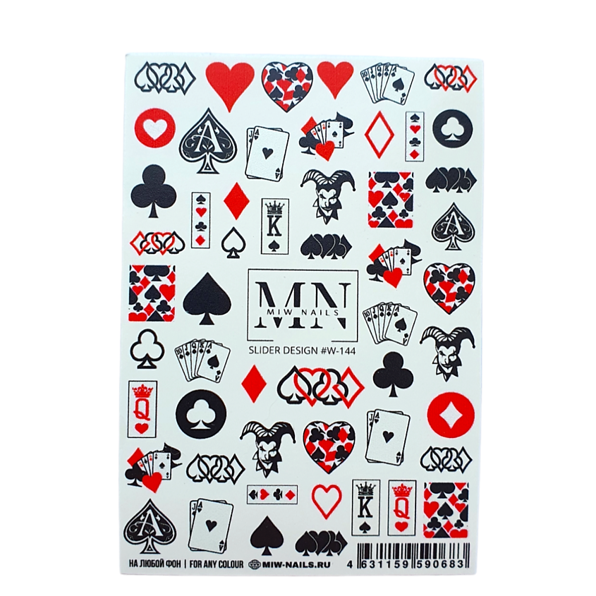 Изображение товара Слайдеры для ногтей MIW NAILS с дизайном игральные карты 1 шт