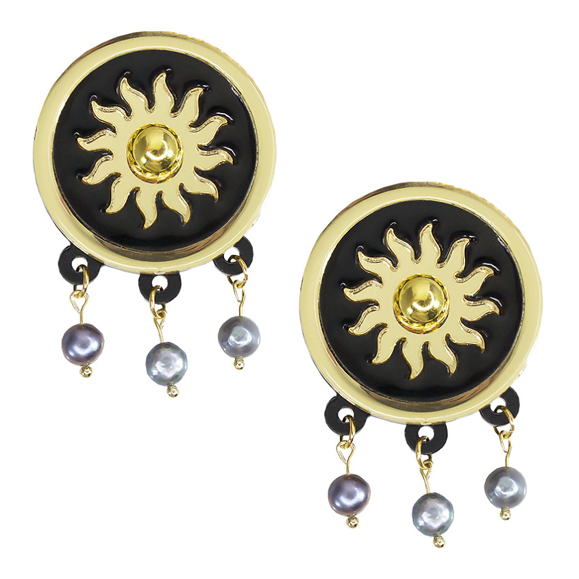 Изображение товара Органические сережки Восход Возрождение в золотом цвете