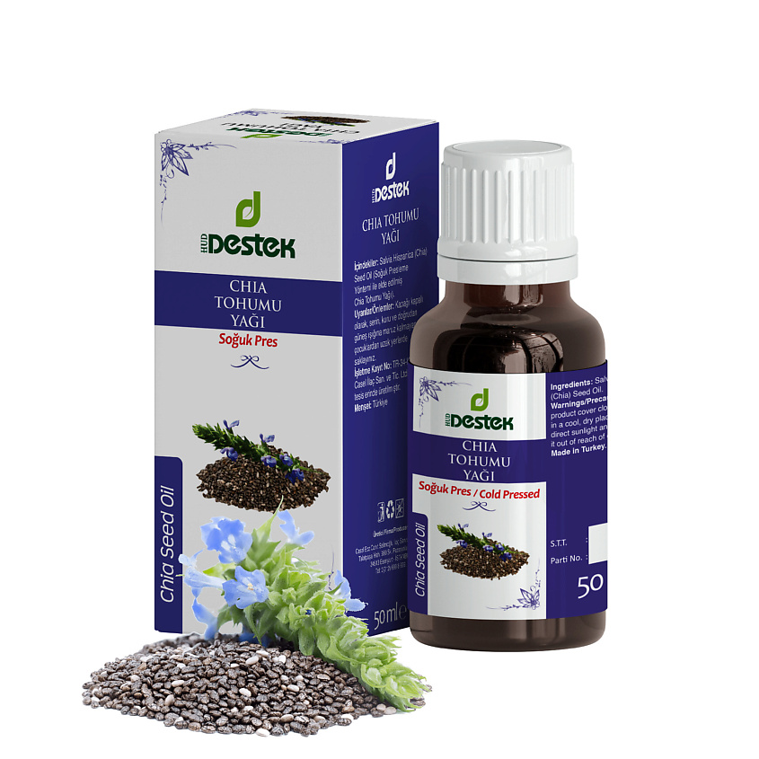 Изображение товара Нерафинированное масло семян чиа для лица тела и волос 50 мл