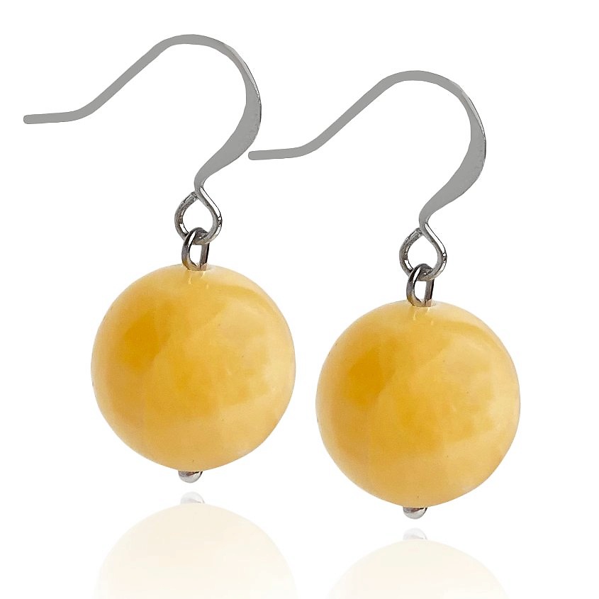 Изображение товара LAPUSH Серьги с натуральным камнем желтый кальцит, цвет: Желтый