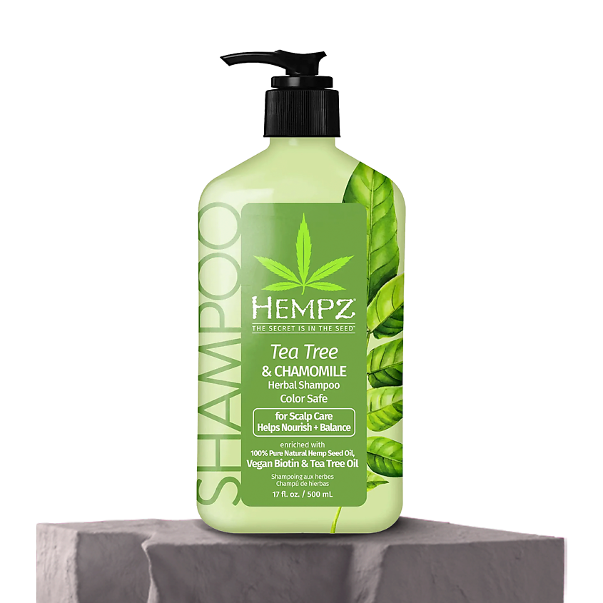 Изображение товара HEMPZ Шампунь Здоровые волосы Чайное дерево и Ромашка /Tea Tree & Chamomile Herbal Shampoo, 500 мл Изображение товара HEMPZ Шампунь Здоровые волосы Чайное дерево и Ромашка /Tea Tree & Chamomile Herbal Shampoo, 500 мл