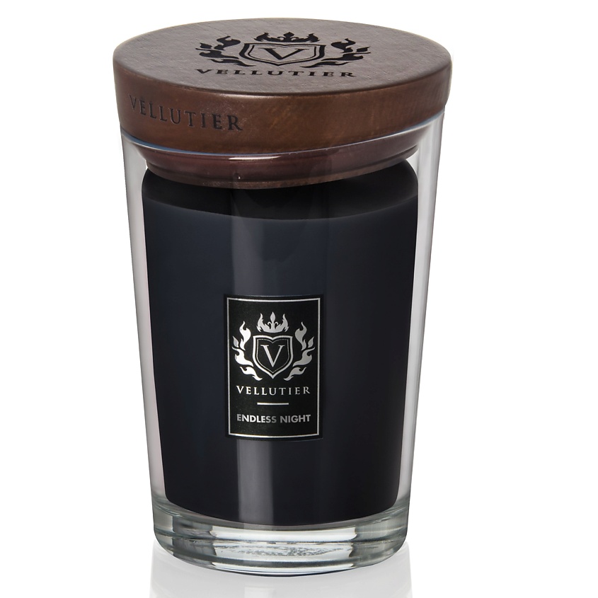 Изображение товара Свеча ароматическая VELLUTIER Бесконечная ночь 515 г с натуральной деревянной крышкой