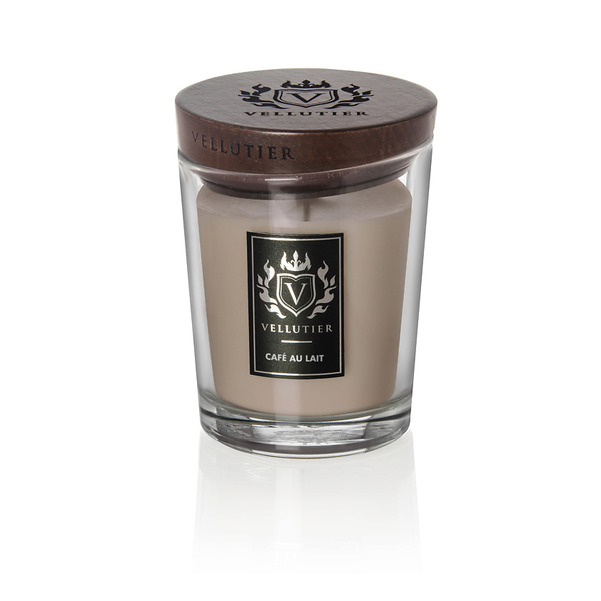 Изображение товара Свеча ароматическая VELLUTIER Кофе со сливками 225 г с натуральным деревянным крышкой