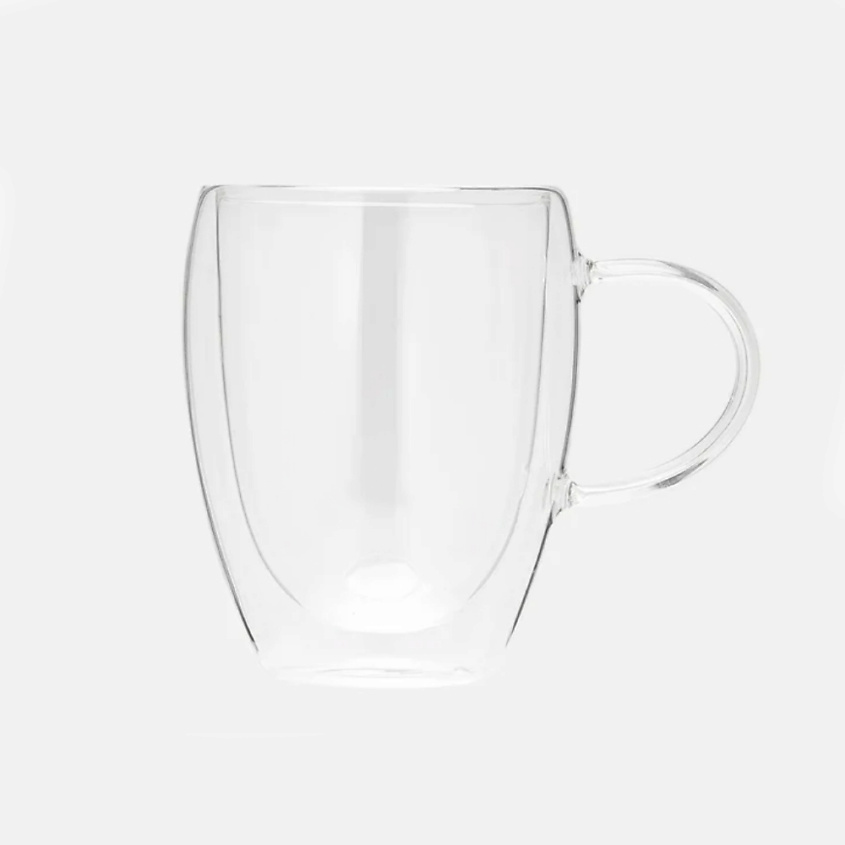 Изображение товара KIMBERLY Кружка с двойными стенками термостойкая (овальная ручка), 350 мл, Прозрачный