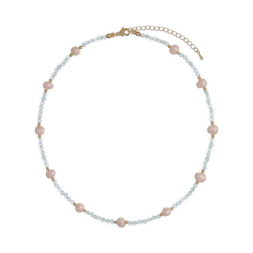 Изображение товара UVI JEWELLERY Колье с жемчугом и зелеными кристаллами, Белый