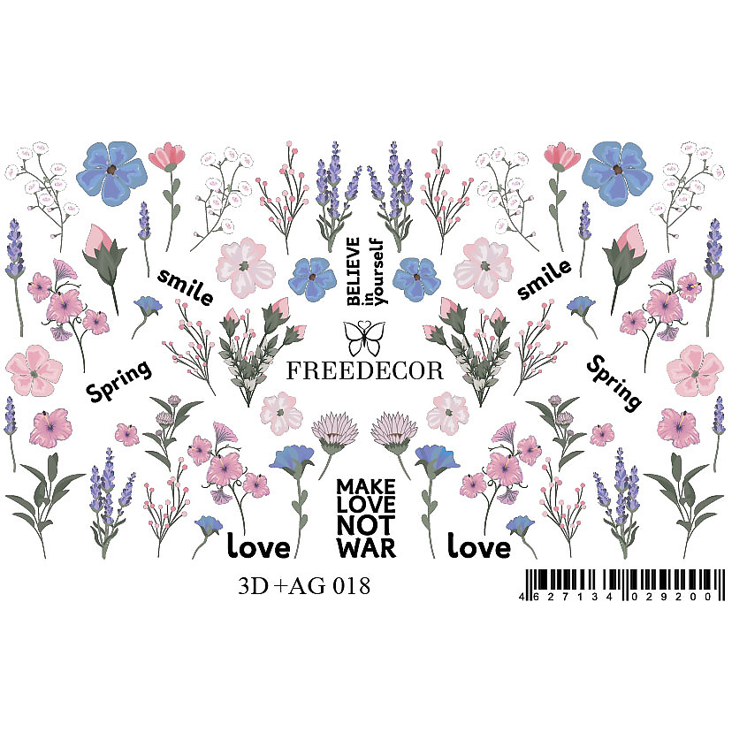 Изображение товара FREEDECOR 3D Слайдер дизайн Smile Spring для ногтей один шт повседневный и праздничный маникюр