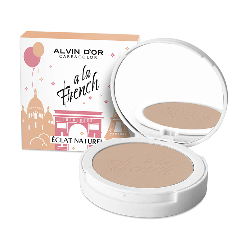 Изображение товара ALVIN D’OR Пудра компактная фиксирующая ECLAT NATUREL A LA FRENCH, 01 Tea rose