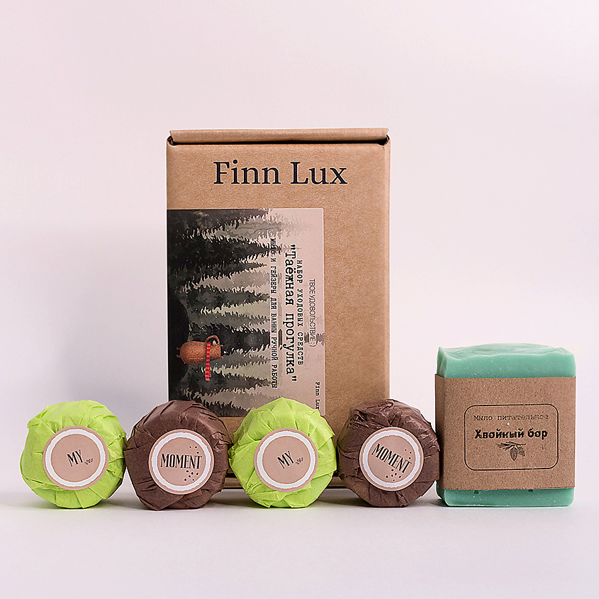 Изображение товара Подарочный набор женский для ванны и душа FINNLUX Тайежная прогулка натуральное мыло и гейзеры