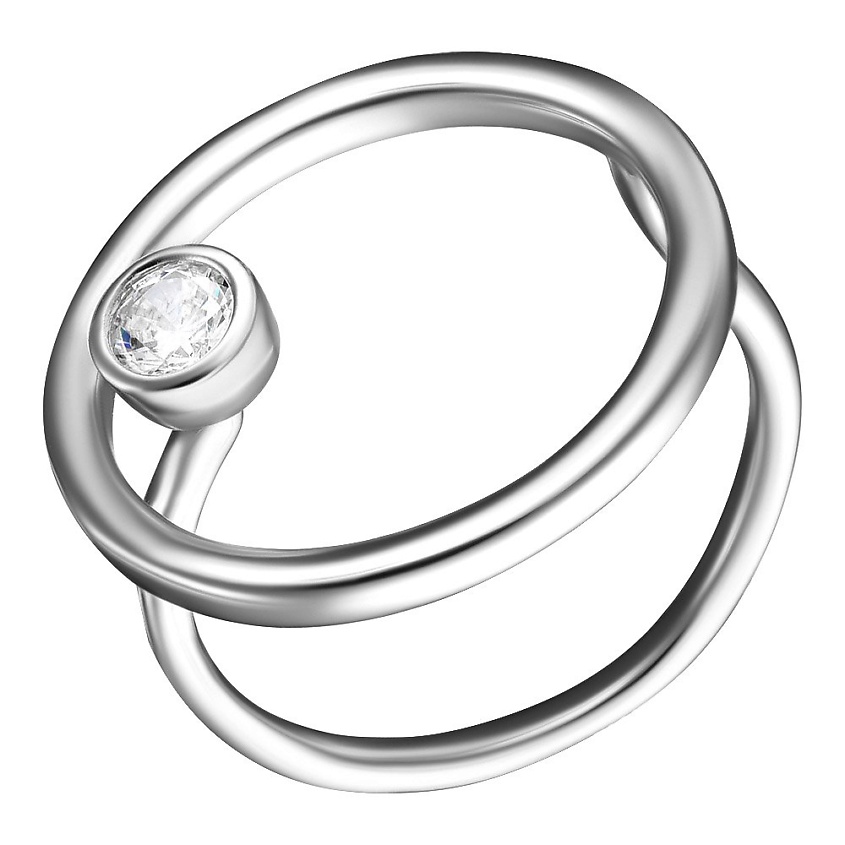Изображение товара UVI JEWELLERY Серебристое безразмерное кольцо с прозрачным кристаллом, цвет: Серебряный, размер: 17