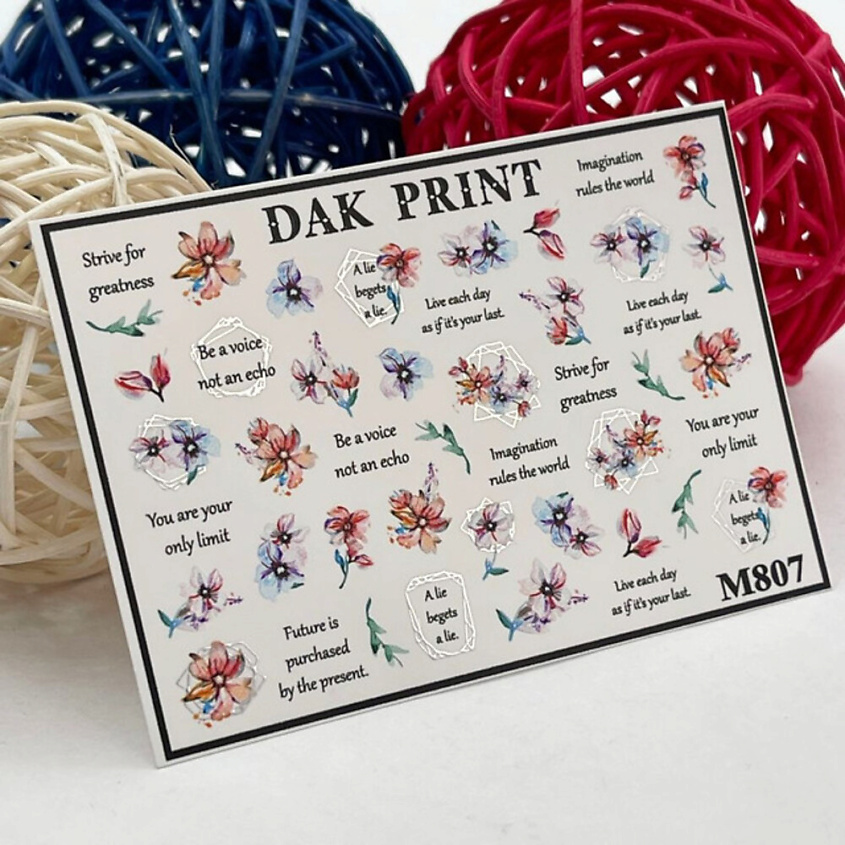 Изображение товара DAK PRINT Слайдер-дизайн для ногтей M807 с рисунками для маникюра