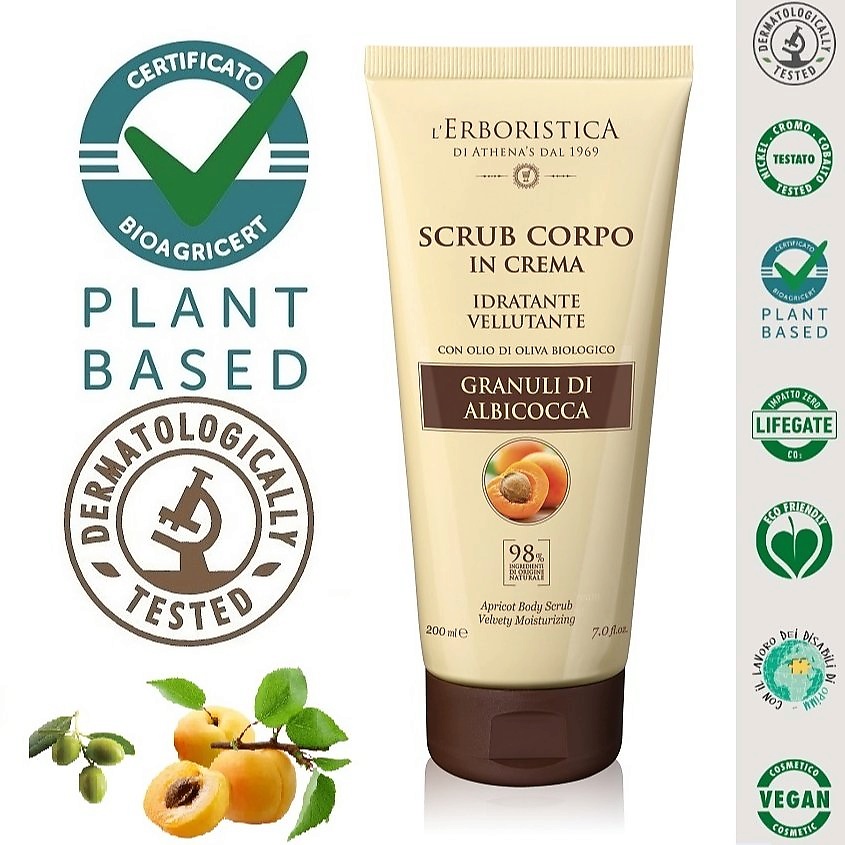 Изображение товара L`ERBORISTICA Натуральный скраб для тела с абрикосовыми гранулами, 200 мл