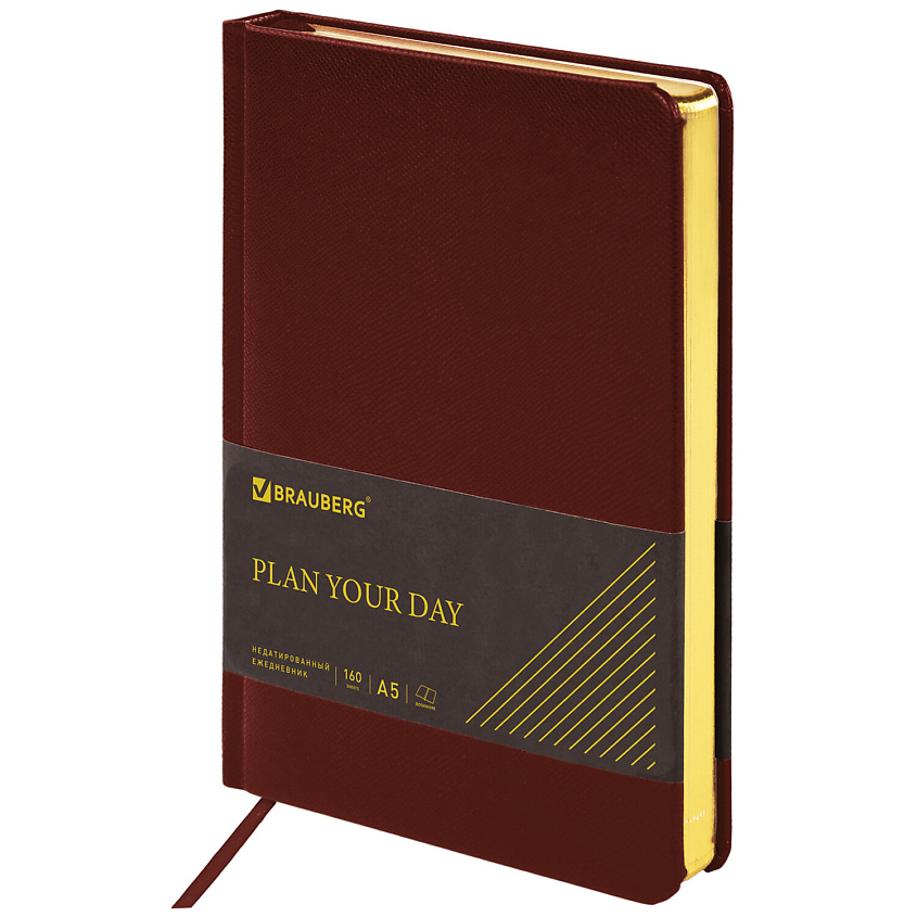 Изображение товара Ежедневник BRAUBERG Iguana недатированный А5 коричневый с золотой срезом