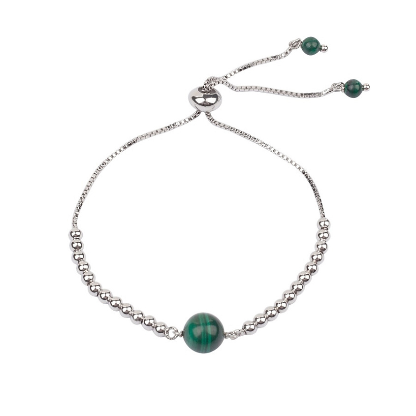 Изображение товара MORZA Браслет с натуральным малахитом, цвет: Серебряный, размер: 14
