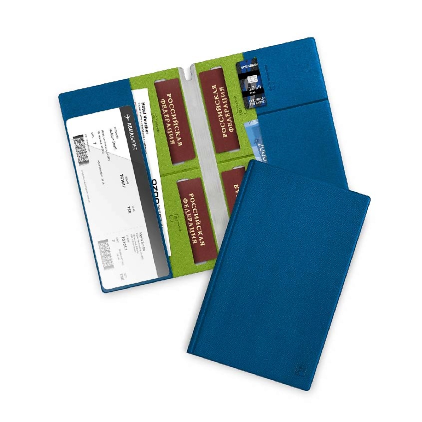 Изображение товара FLEXPOCKET Семейный туристический органайзер на 4 паспорта с высокой качественной искусственной кож