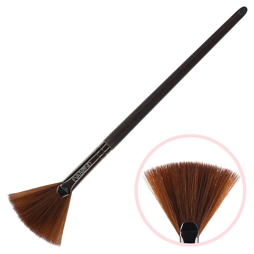 Изображение товара EVABOND Кисть макияжная для сухих текстур веерная, Черный, 1шт