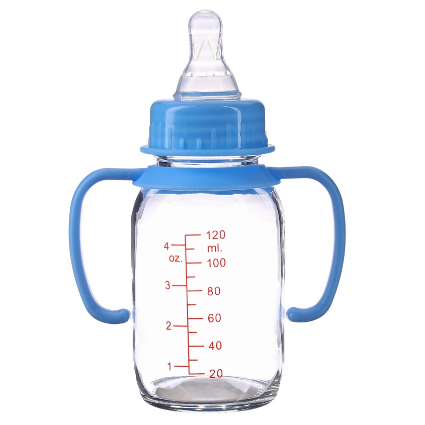 Изображение товара Крошка Я Бутылочка детская в силиконовом чехле с ручками голубая