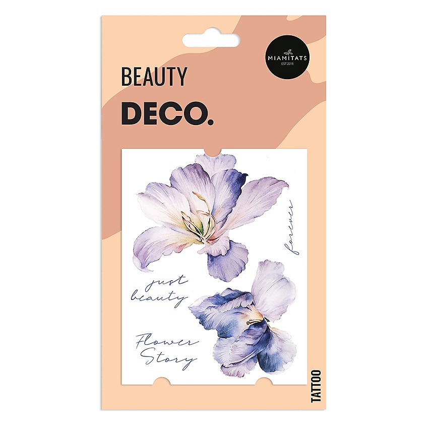 Изображение товара DECO. Татуировка для тела PASTEL FLOWERS by Miami tattoos переводная Iris, 1 шт