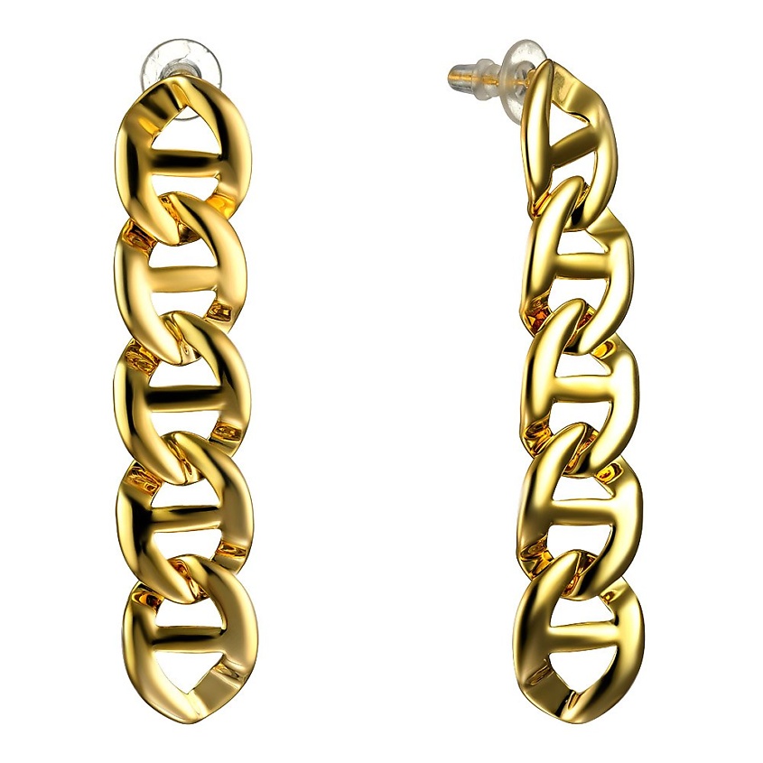 Изображение товара Серебристые серьги цепи из бижутерного сплава с массивным плетением