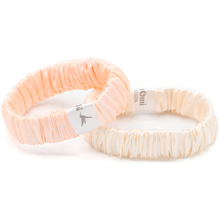 Изображение товара MAOMI Комплект резинок для волос из натурального шёлка "DUO-15х15", Персиковый, слоновая кость