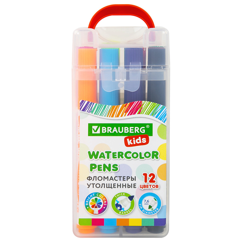Изображение товара BRAUBERG Фломастеры в суперкейсе утолщенные KIDS, 12 шт.