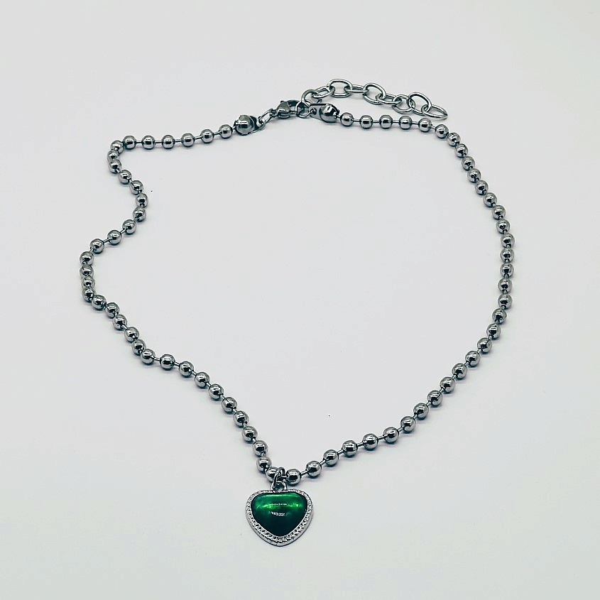 Изображение товара BOCCIOLO Колье HEART MALACHITE, Серебряный