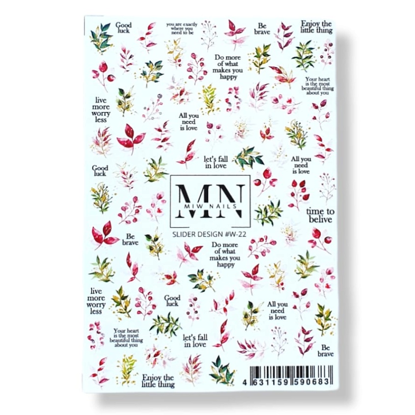 Изображение товара Множество дизайнов для ногтей MIW NAILS W-22 слайдеры для маникюра