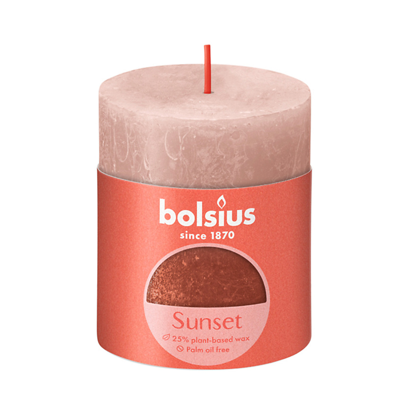 Изображение товара BOLSIUS Свеча рустик Sunset розовый+янтарь, 260 шт